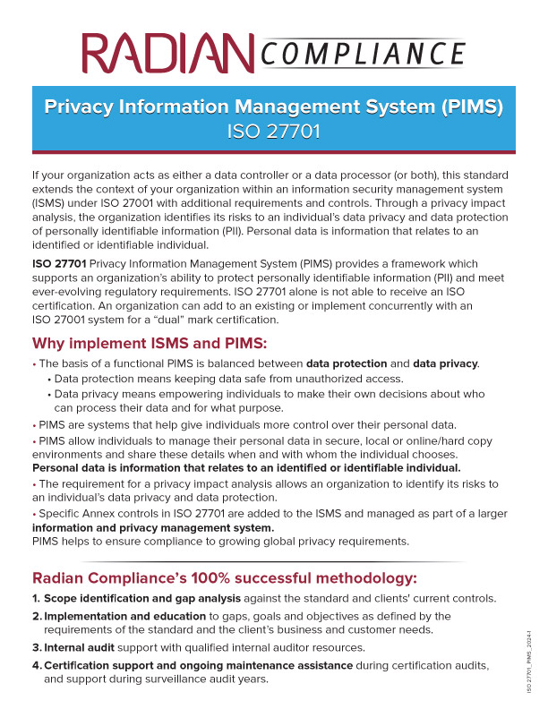 Radian Compliance ISO 27701 Information PDF